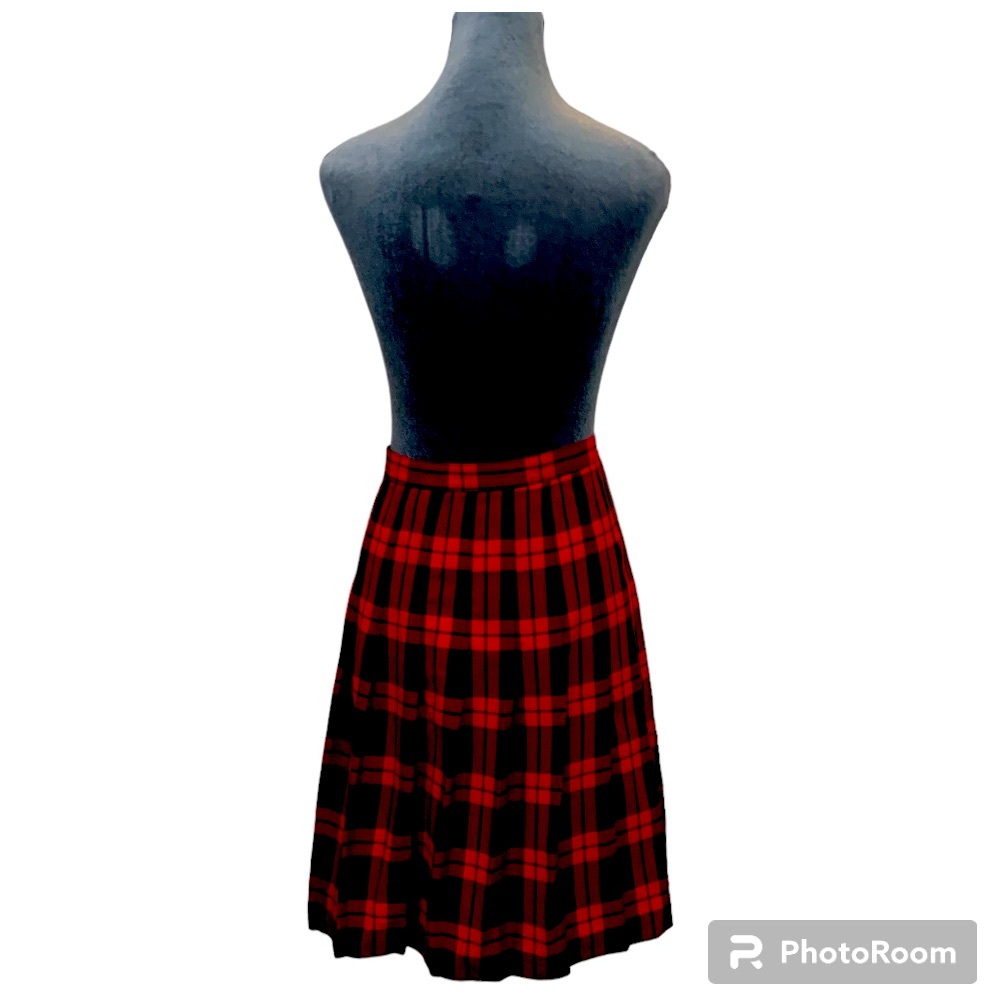 Red and Black Plaid Poly Woven Skirt by Christy Girl/SZ16